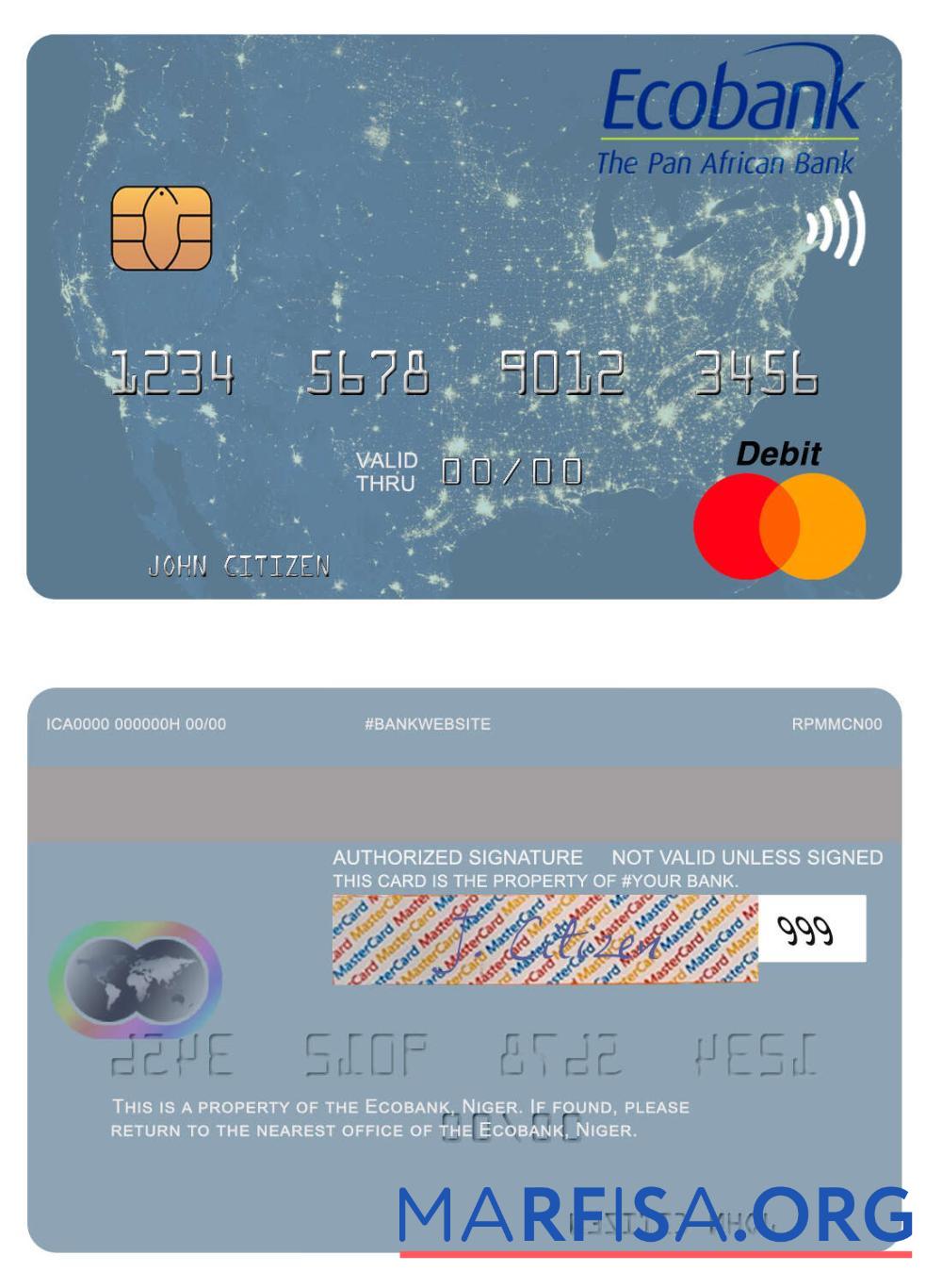 Blank Niger Ecobank mastercard download for verification